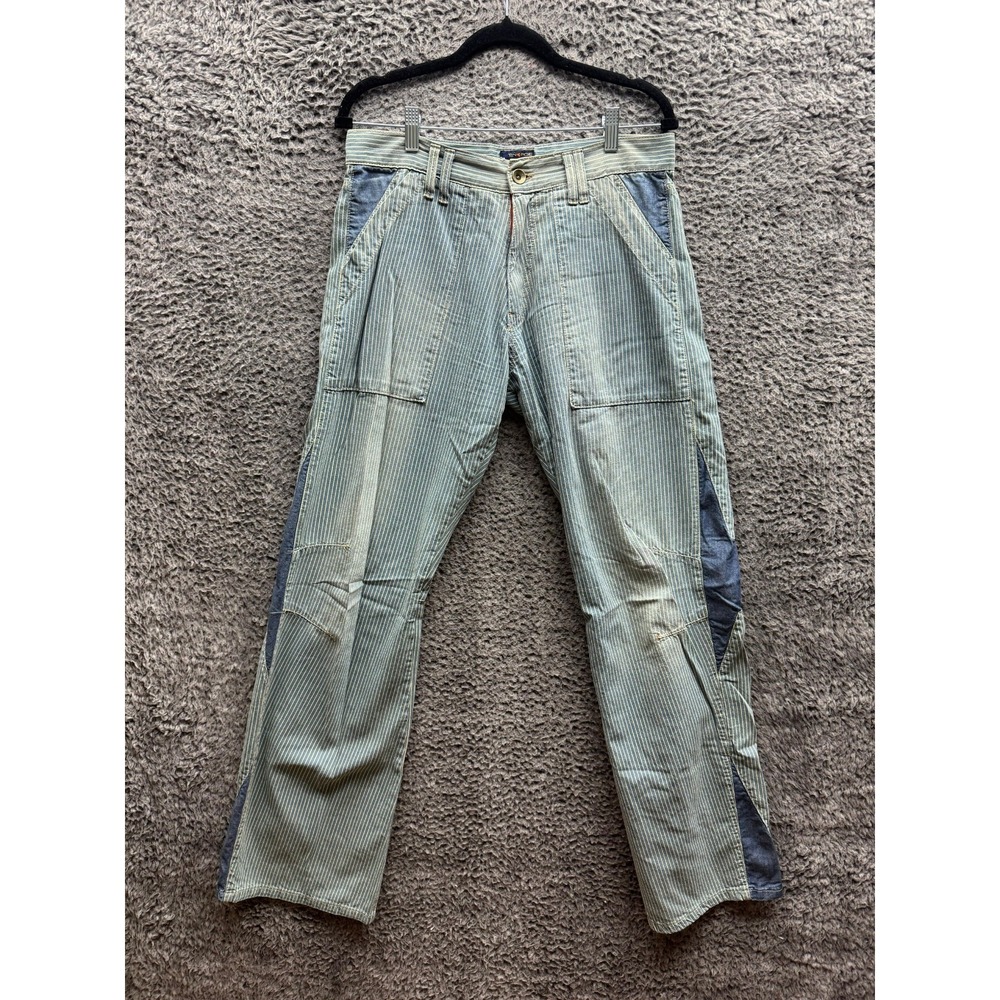 Vintage Energie By Miss Sixty Pinstripe Baggy Denim Jeans Blue Mens Size 32 x 33